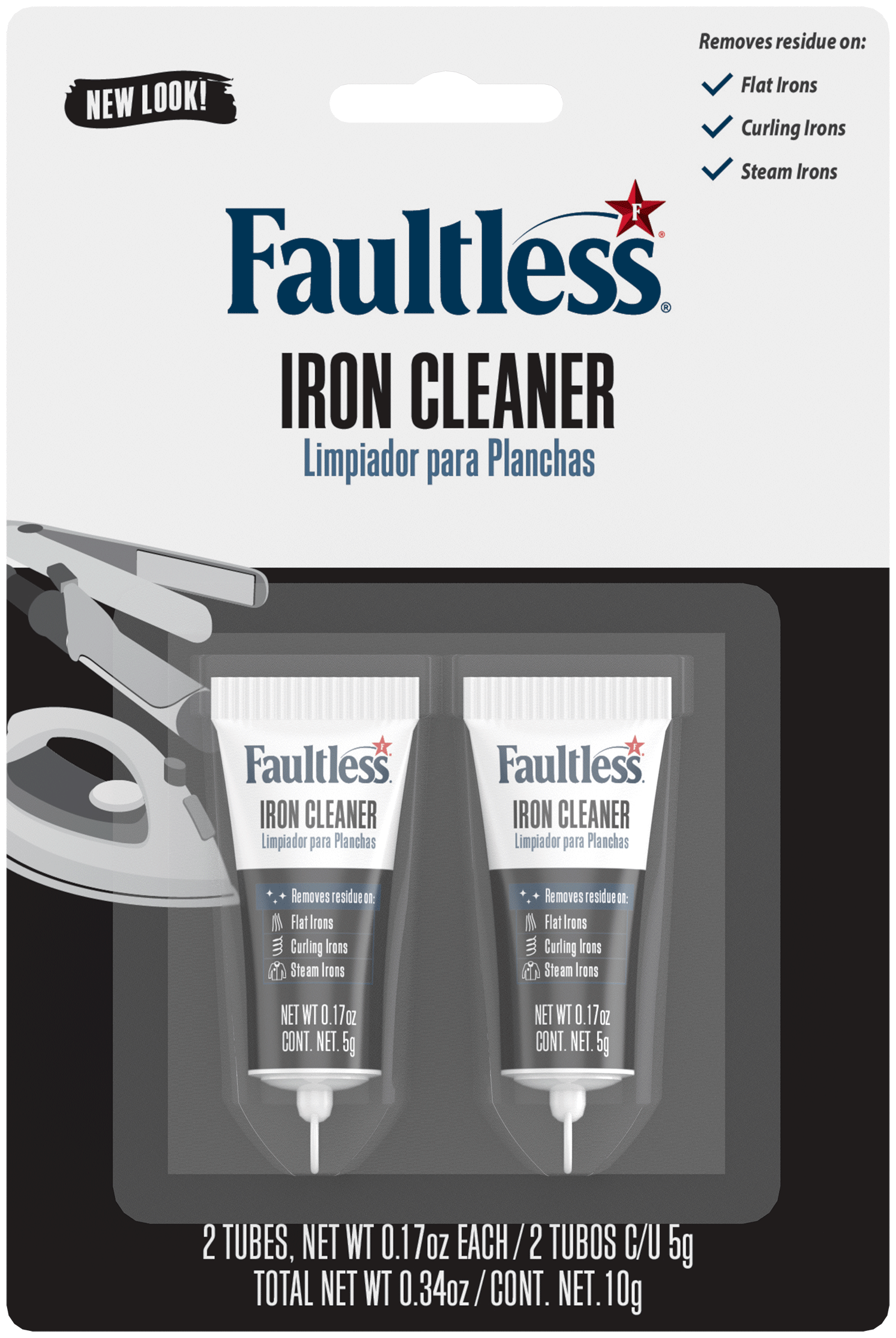 FAULTLESS Hot Iron Cleaner, Non-Toxic Steam Iron Cleaner, Removes Melted  Fabrics, Glue, Hard Water, Lime Deposits & Starch - 2 X 0.17 oz Tubes  Blister