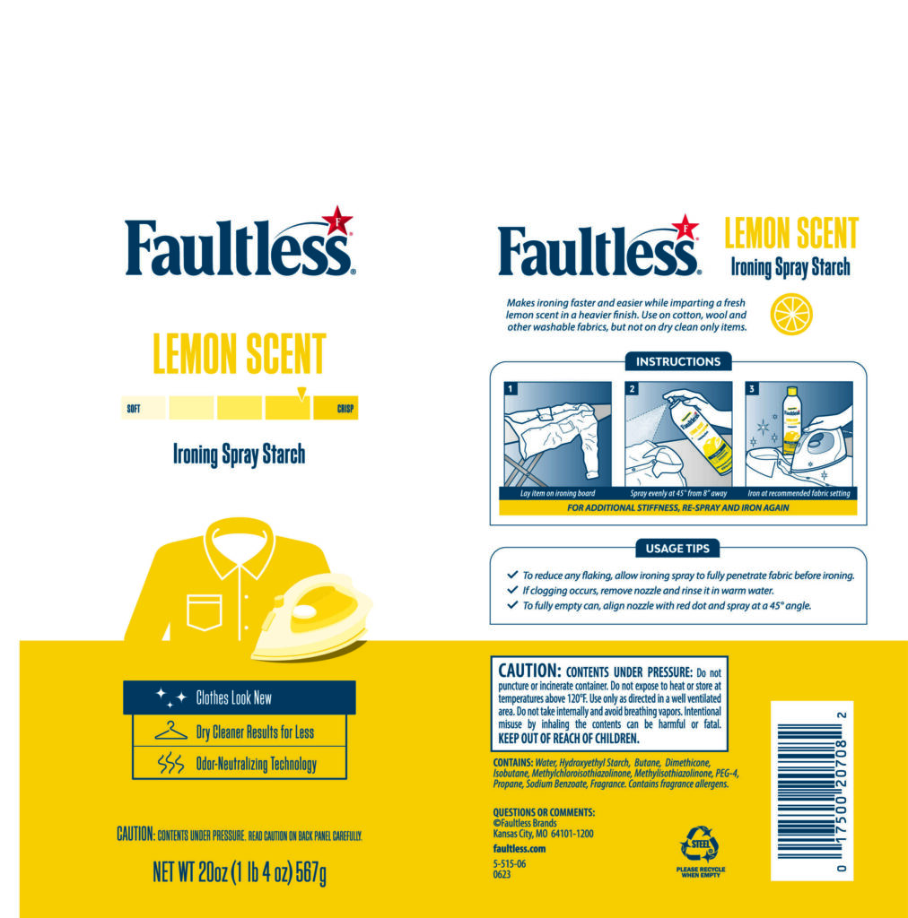 Product Of Faultless, Heavy Starch - Lemon Fresh Scent, Count 1 - Starch /  Grab Varieties & Flavors