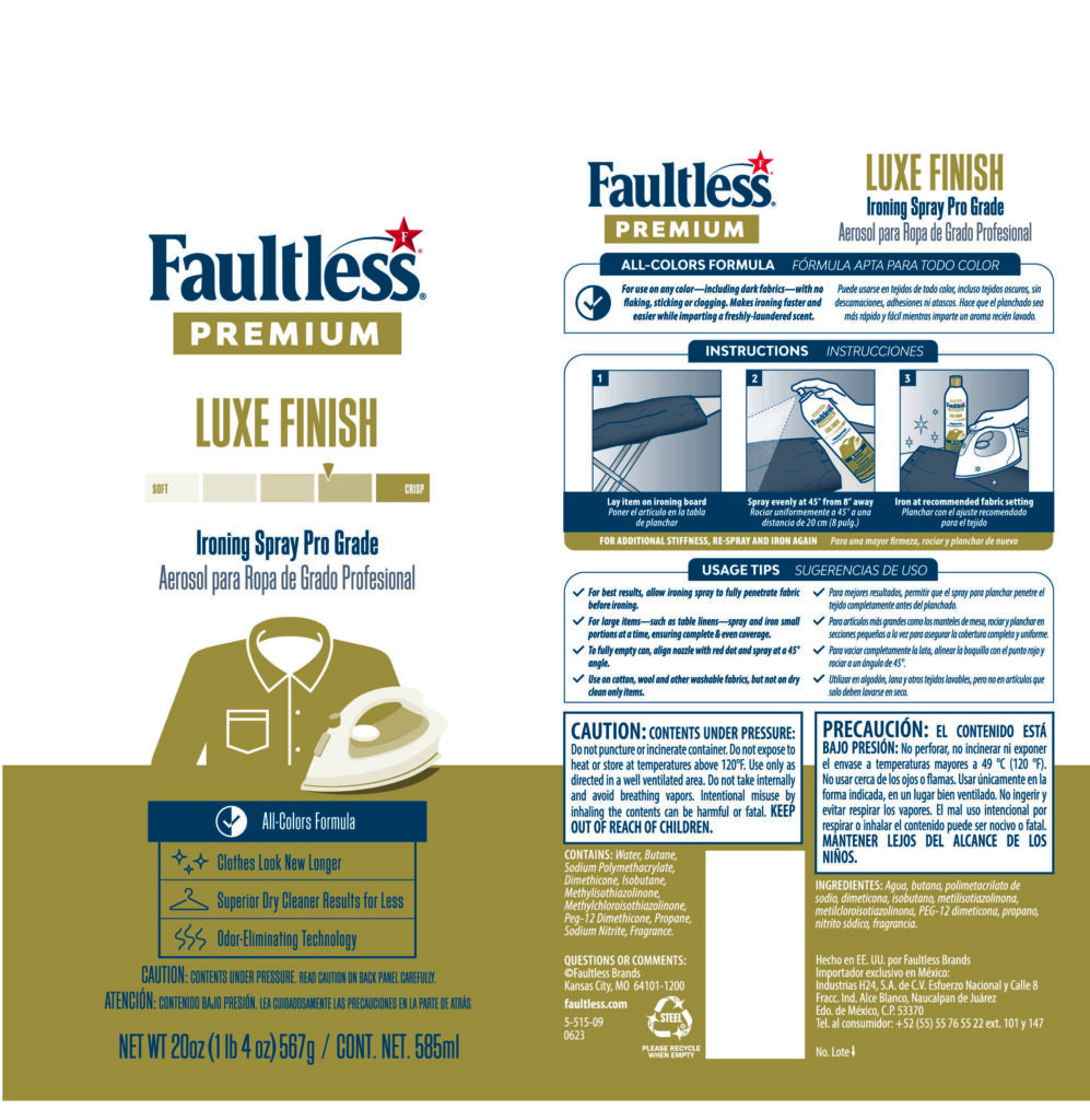 Faultless Premium Professional Starch Spray Luxe Finish Ironing